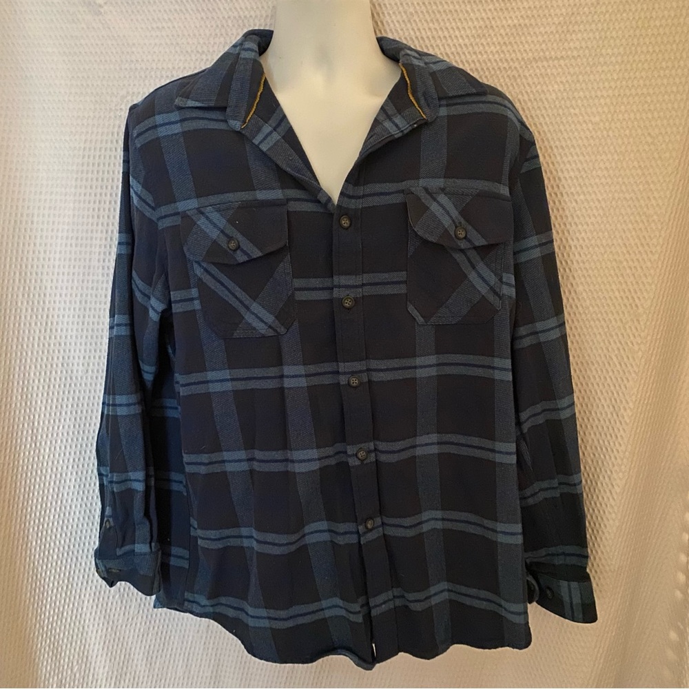 Anchorage Expedition Men's Blue Cotton Plaid Flannel Button up Shirt Size L